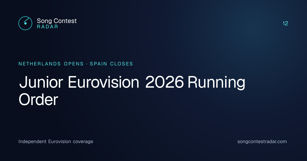 Junior Eurovision 2026 Running Order — Netherlands Opens, Spain Closes ...